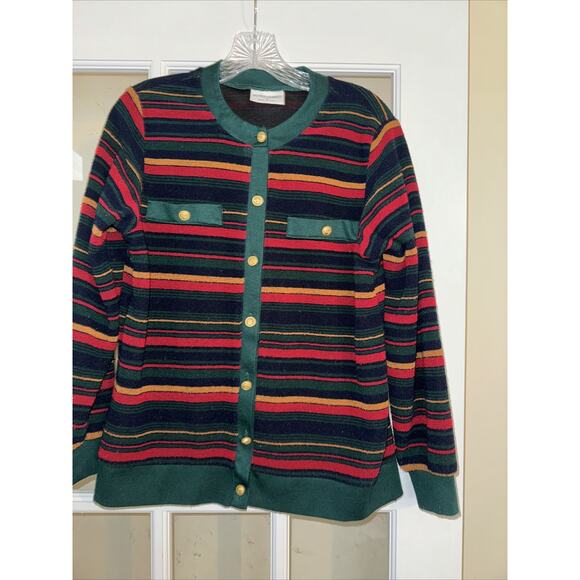 Vintage Alfred Dunner Cardigan Sweater Womens S Striped with Gold buttons - Picture 1 of 4